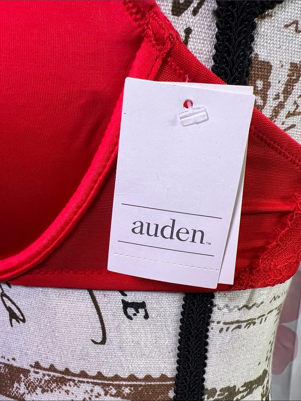 Auden Red Satin Lace Push-Up Bra